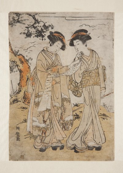 Zwei Frauen lesen einen Brief von Isoda Koryusai