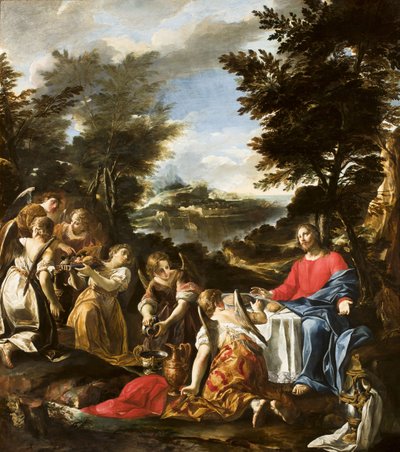 Christus wird von Engeln bedient, ca. 1650-1700 von Italian School