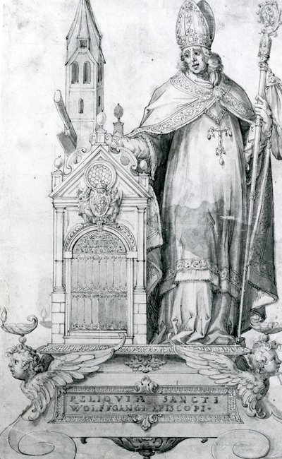 Heiliger Wolfgang von Regensburg (ca. 934-994) (Gravur) von Italian School