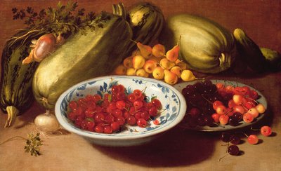 Stillleben mit Kirschen, Kürbissen und Birnen von Italian School