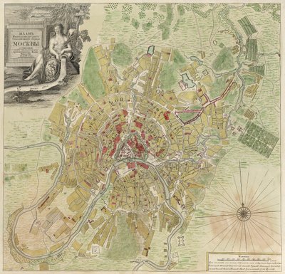 Karte von Moskau, 1739 von Ivan Fyodorovich Michurin