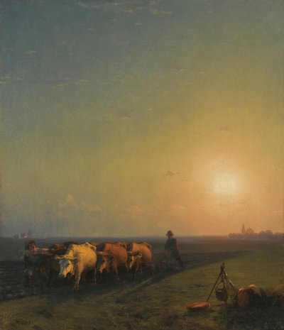 Pflügen der Felder, Krim, 1865 von Ivan Konstantinovich Aivazovsky