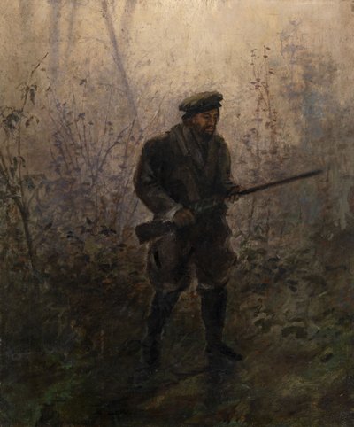 Jäger im Wald von Ivan Pavlovich Pokhitonov