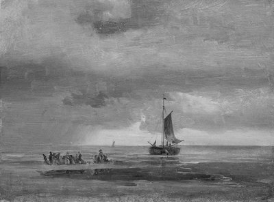 Flacher Strand bei Sonnenuntergang von Johan Christian Dahl