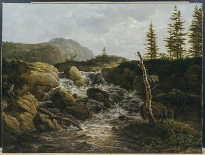 Gebirgslandschaft mit Wasserfall, Norwegen von Johan Christian Dahl
