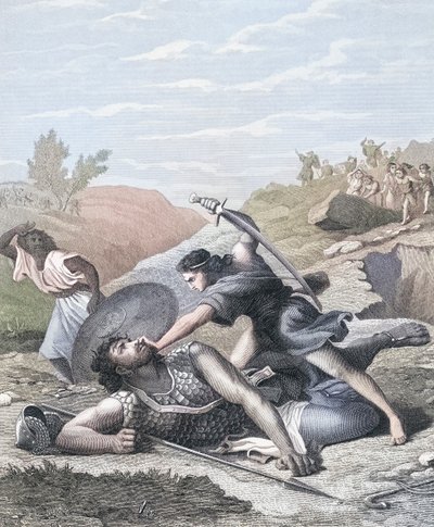 David und Goliath (Farbstich) von J.F.C. (after) Reckleben