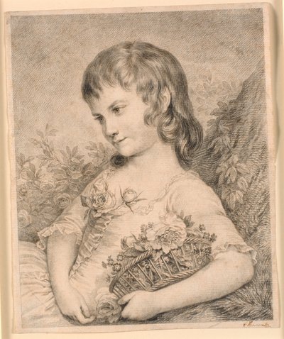 Kleines Mädchen mit einem Blumenkorb (Octavie Diodati) von J.F. Clemens