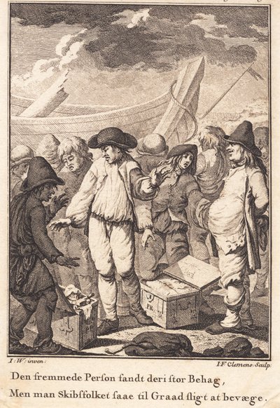 Peder Paars nach der Strandung auf Anholt von J.F. Clemens