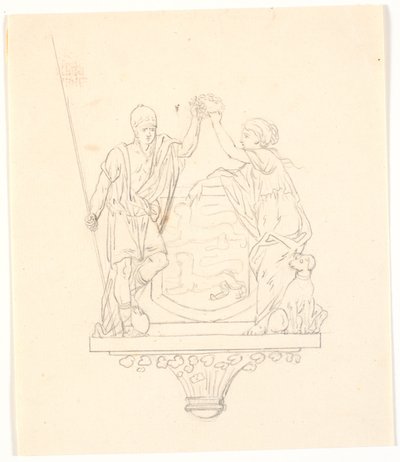 Schweigen und Treue kränzen das schleswigsche Wappen von J.F. Clemens