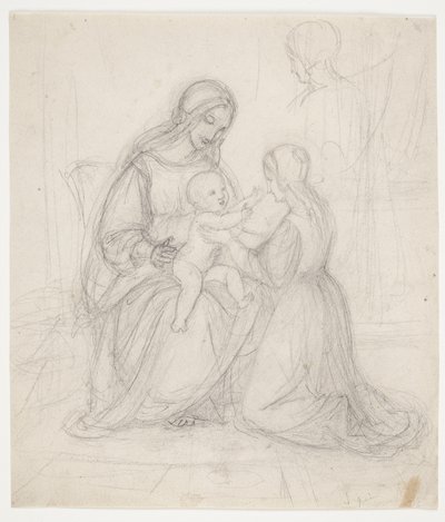 Sitzende Madonna mit Kind und kniender Frau von J.L. Lund