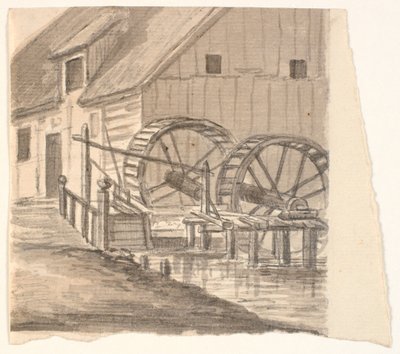Mühlrad und Teil der Mühle von J.P. Møller