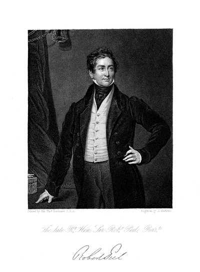Robert Peel, britischer Staatsmann, 19. Jahrhundert von J. Cochran