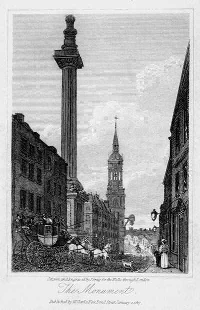 Das Monument, City of London, 1817 von J. Greig