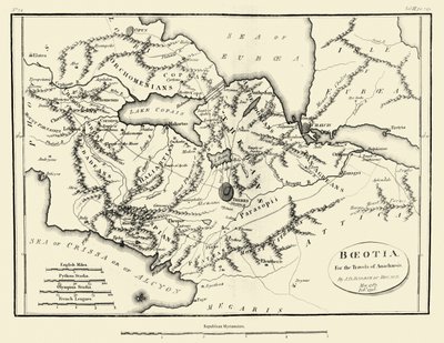 Karte des antiken Böotien von J. J. Barthélemy