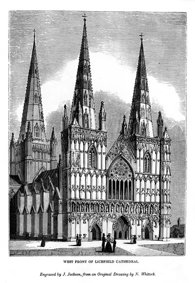 Westfassade der Kathedrale von Lichfield von J. Jackson