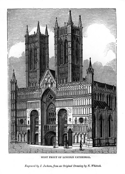 Westfassade der Kathedrale von Lincoln, 1843 von J. Jackson
