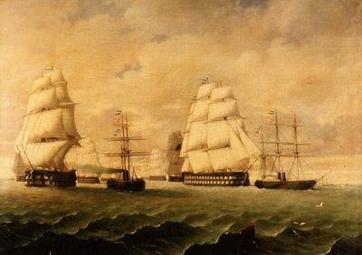 Eine Schlachtflotte und Schlepper von J. Murray
