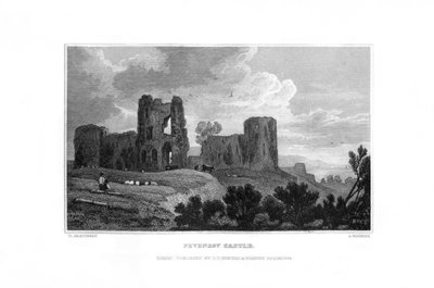 Pevensey Castle, Pevensey, East Sussex, 1829 von J. Rogers