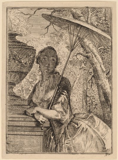 Junge Frau mit Sonnenschirm von Jacob Buys