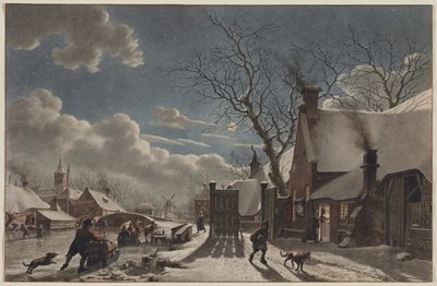 Winternacht in einer niederländischen Stadt, 1797 von Jacob Cats