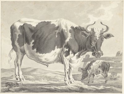 Schwarzbunte Kuh und ein Schwein von Jacob Elias van Varelen