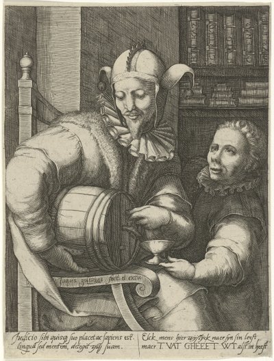 Narr mit Weinfass von Jacob Goltzius (II)