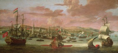 Niederländische Kriegsschiffe und türkische Galeeren vor Konstantinopel von Jacob Knyff