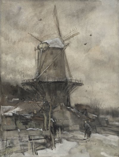 Eine Mühle im Winter von Jacob Maris