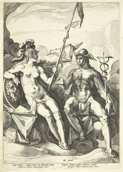 Die Allianz zwischen Athene und Merkur (Hermathena) von Jacob Matham