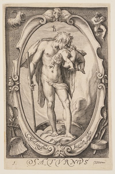 Saturnus, aus Die Sieben Planeten von Jacob Matham