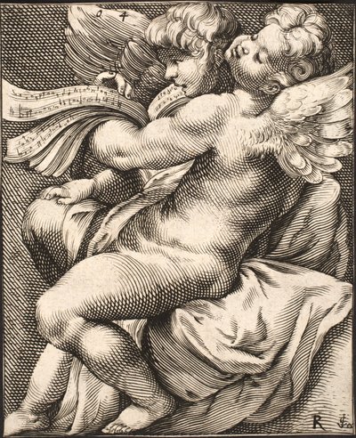 Zwei Putti singen von Jacob Matham