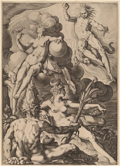 Die vier Elemente von Jacob Matham after Hendrik Goltzius