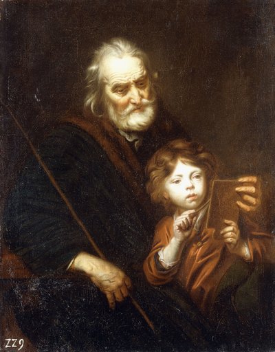 Ein Lehrer bringt einem Jungen das Zeichnen bei von Jacob Potma