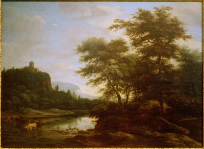 Landschaft mit Kuhherde am Weiher von Jacob Salomonsz van Ruysdael