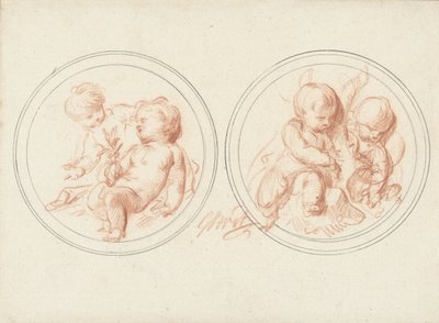 Zwei Medaillons mit Kindern von Jacob de Wit