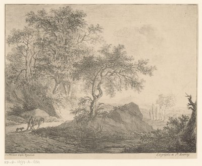 Eselstreiber in Berglandschaft von Jacobus Adrianus Weiland