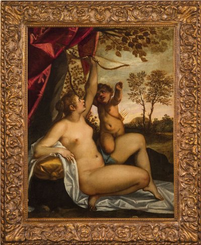 Venus entwaffnet Amor von Jacopo Palma il Giovane the Younger