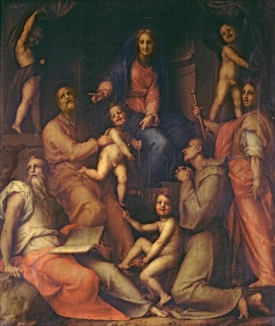 Die Heilige Familie mit Heiligen von Jacopo Pontormo