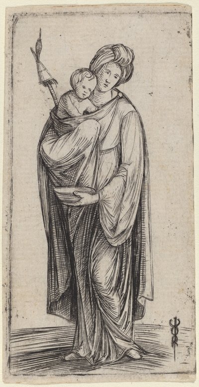 Frau und Kind mit Spinnrocken von Jacopo de Barbari
