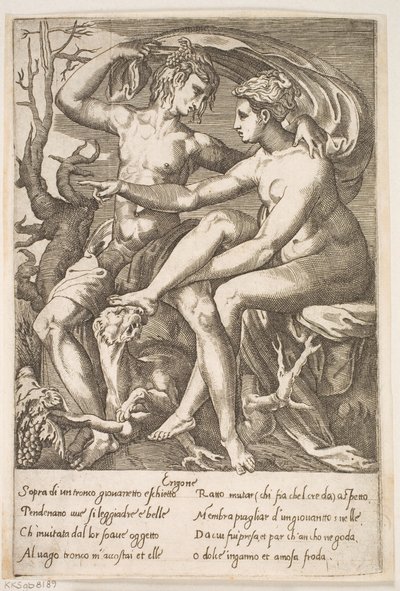Bacchus und Erigone von Jacques Androuet Ducerceau d.Æ.