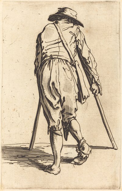 Bettler mit Krücken und Hut, Rückansicht von Jacques Callot