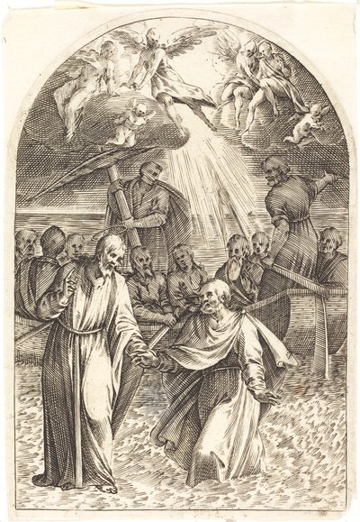 Christus geht auf dem Wasser [zweite Platte] von Jacques Callot