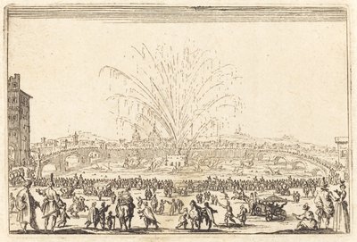 Feuerwerk am Arno, Florenz von Jacques Callot