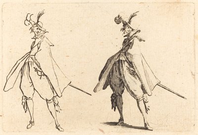 Herr im großen Mantel, Vorderansicht von Jacques Callot