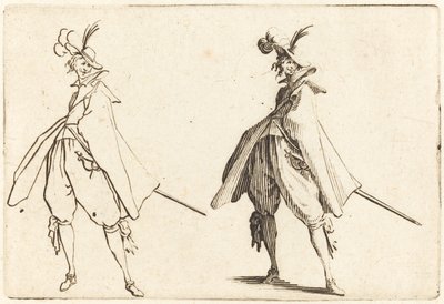 Herr im großen Mantel, Vorderansicht von Jacques Callot