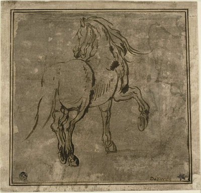 Pferd, von hinten im Dreiviertelprofil gesehen von Jacques Callot