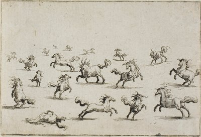Frei laufende Pferde, aus Die Kaprizen von Jacques Callot