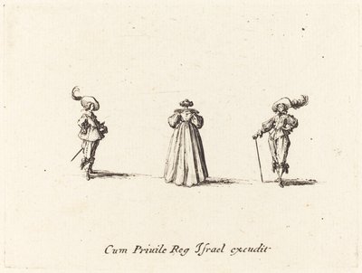 Dame von hinten gesehen und zwei Herren von Jacques Callot