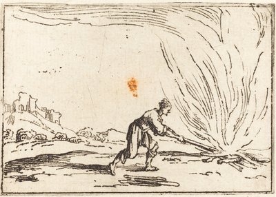 Mann bei einem Feuer von Jacques Callot