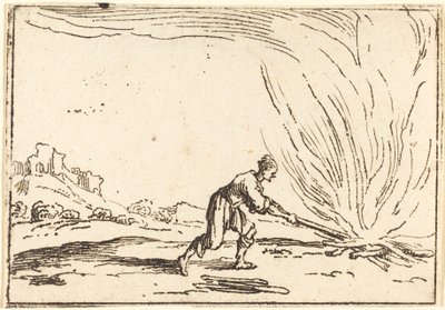 Mann bei einem Feuer von Jacques Callot